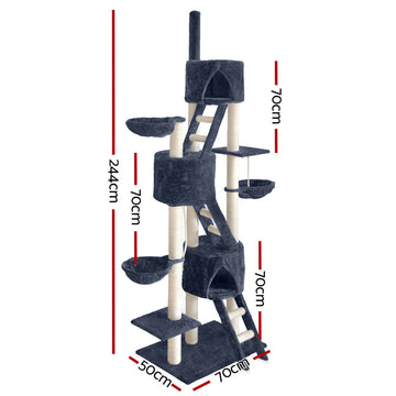 i.Pet Cat Tree 244cm Trees Scratching Post Scratcher Tower Condo House Furniture Wood i.Pet
